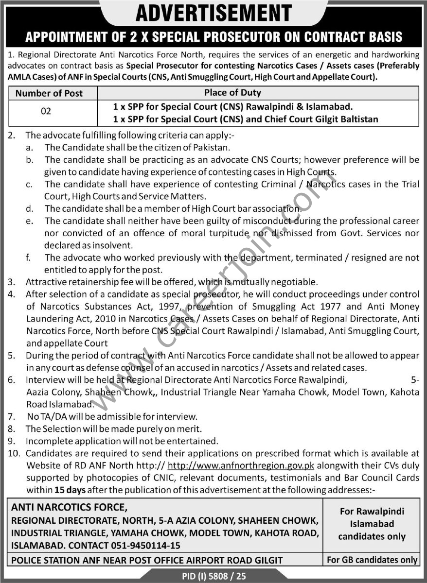 Regional Directorate Anti Narcotics Force North Jobs 16 January 2026 Express Tribune 1