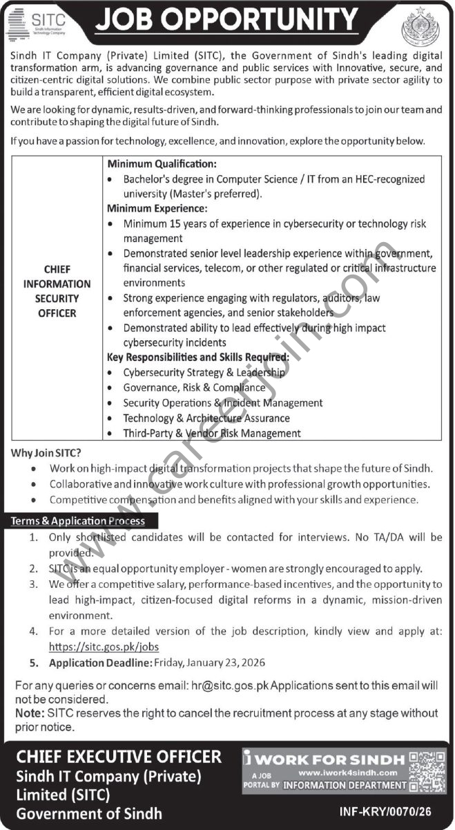Sindh IT Co Pvt Ltd SITC Jobs 09 January 2026 Express Tribune 1