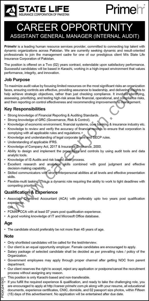 State Life Insurance Corp Jobs 18 January 2026 Express 1