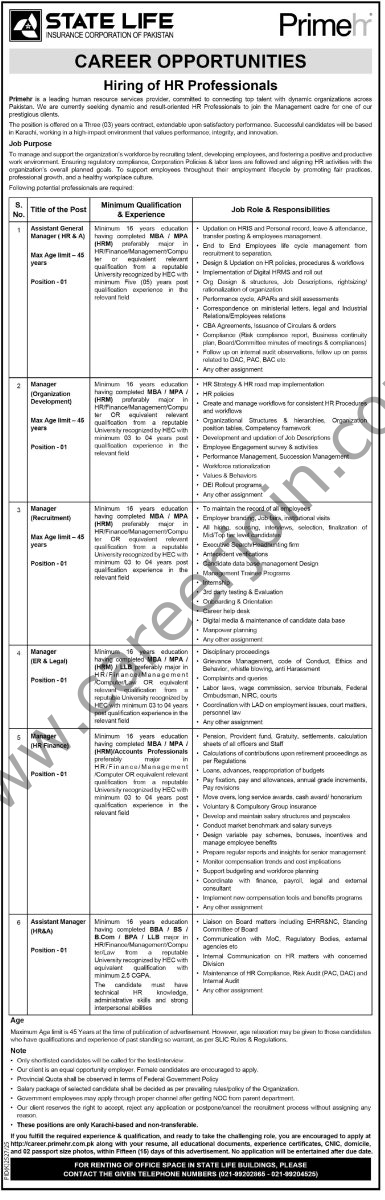 State Life Insurance Corp Jobs 25 January 2026 Express Tribune 1