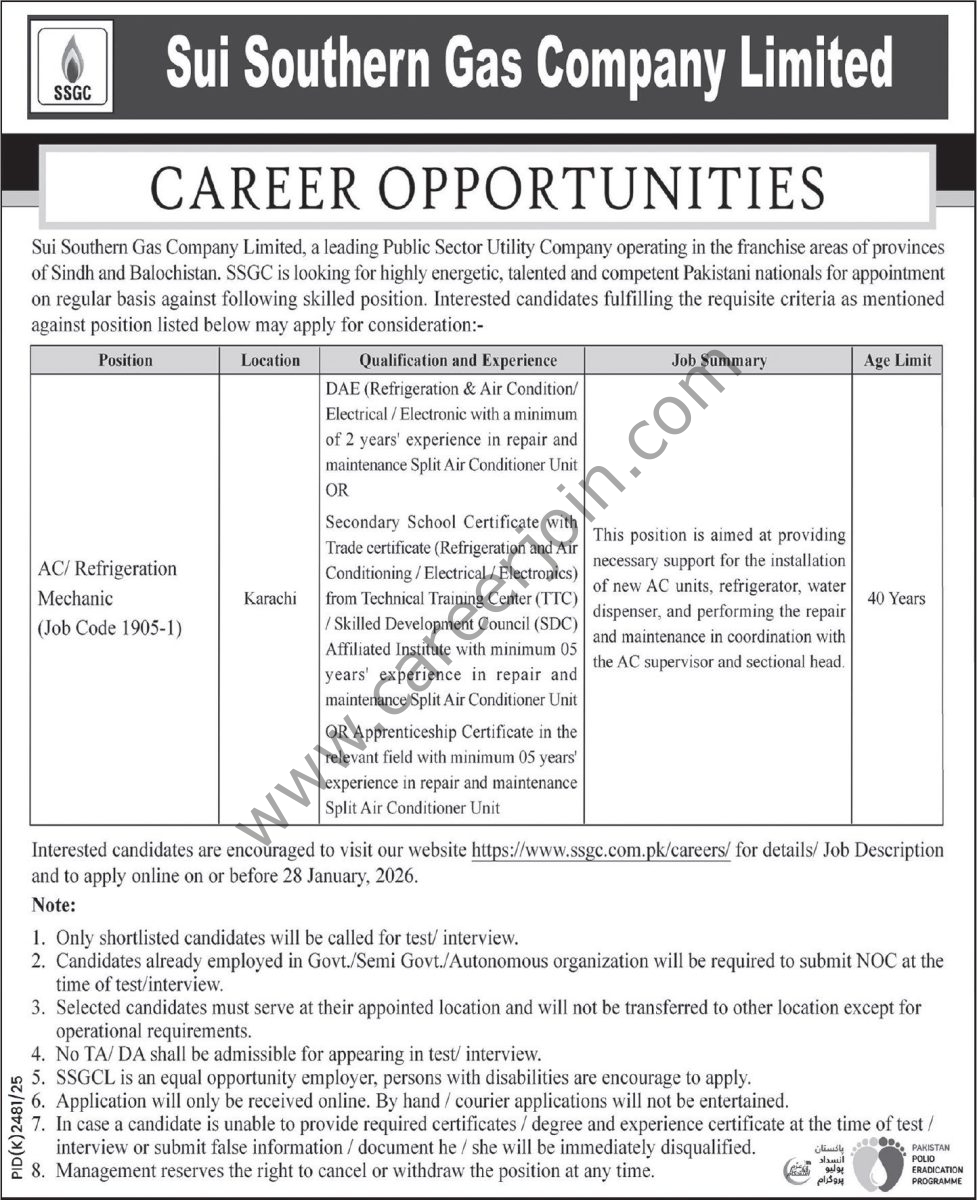 Sui Southern Gas Co Ltd SSGC Jobs 22 January 2026 Express Tribune 1