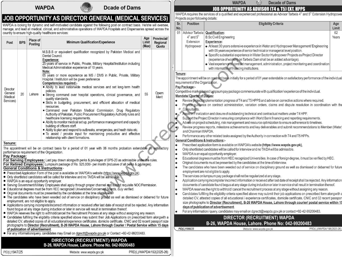 WAPDA Jobs 18 January 2026 Express Tribune 1