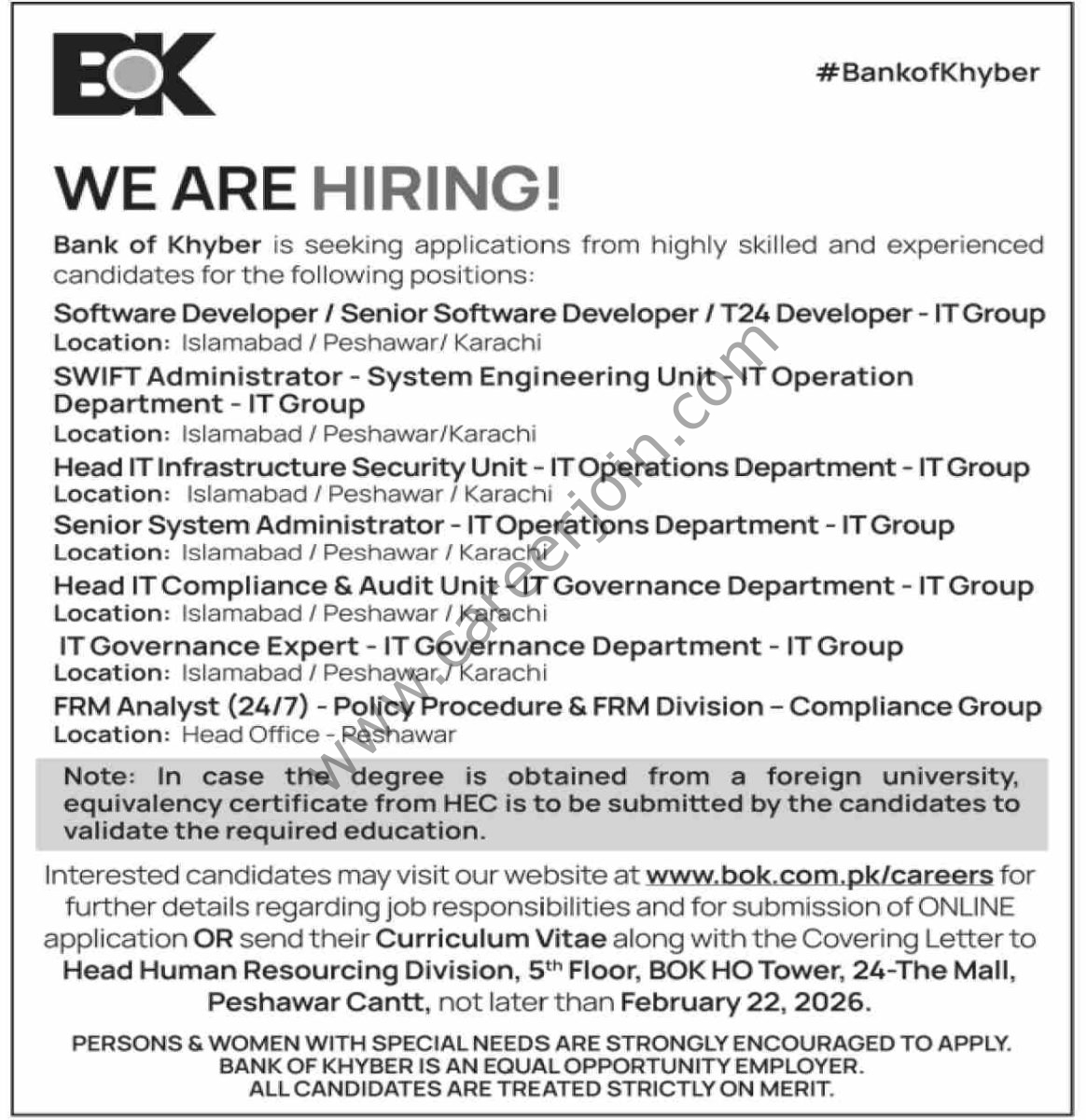Bank of Khyber BOK Jobs 08 February 2026 Dawn 1