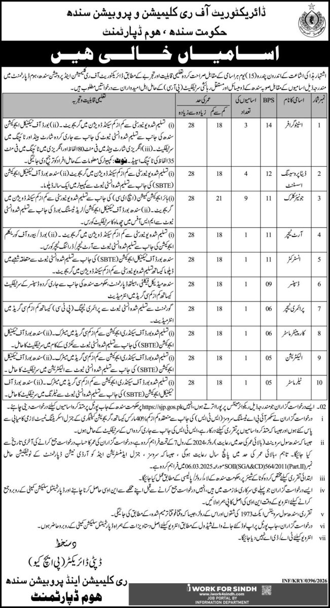 Directorate of Reclamation & Probation Jobs 03 February 2026 Express 1