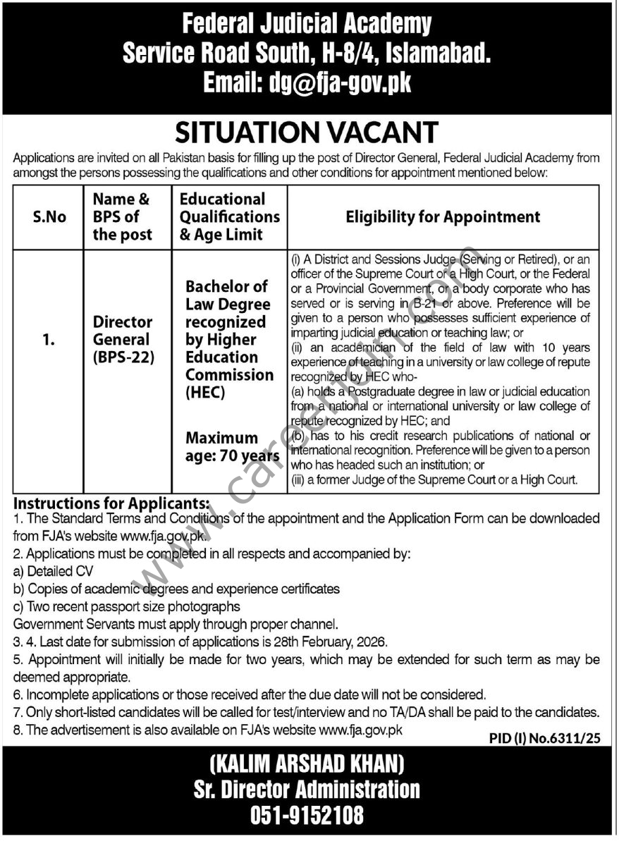 Federal Judical Academy Jobs 01 February 2026 Express Tribune 1