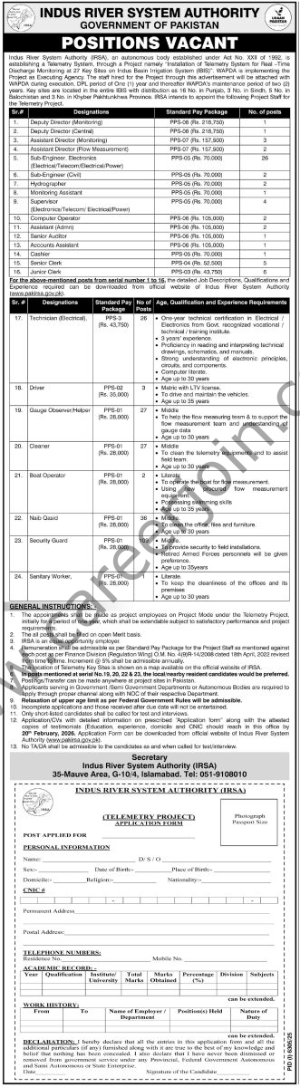 Indus River System Authority IRSA Jobs 01 February 2026 Express Tribune 1