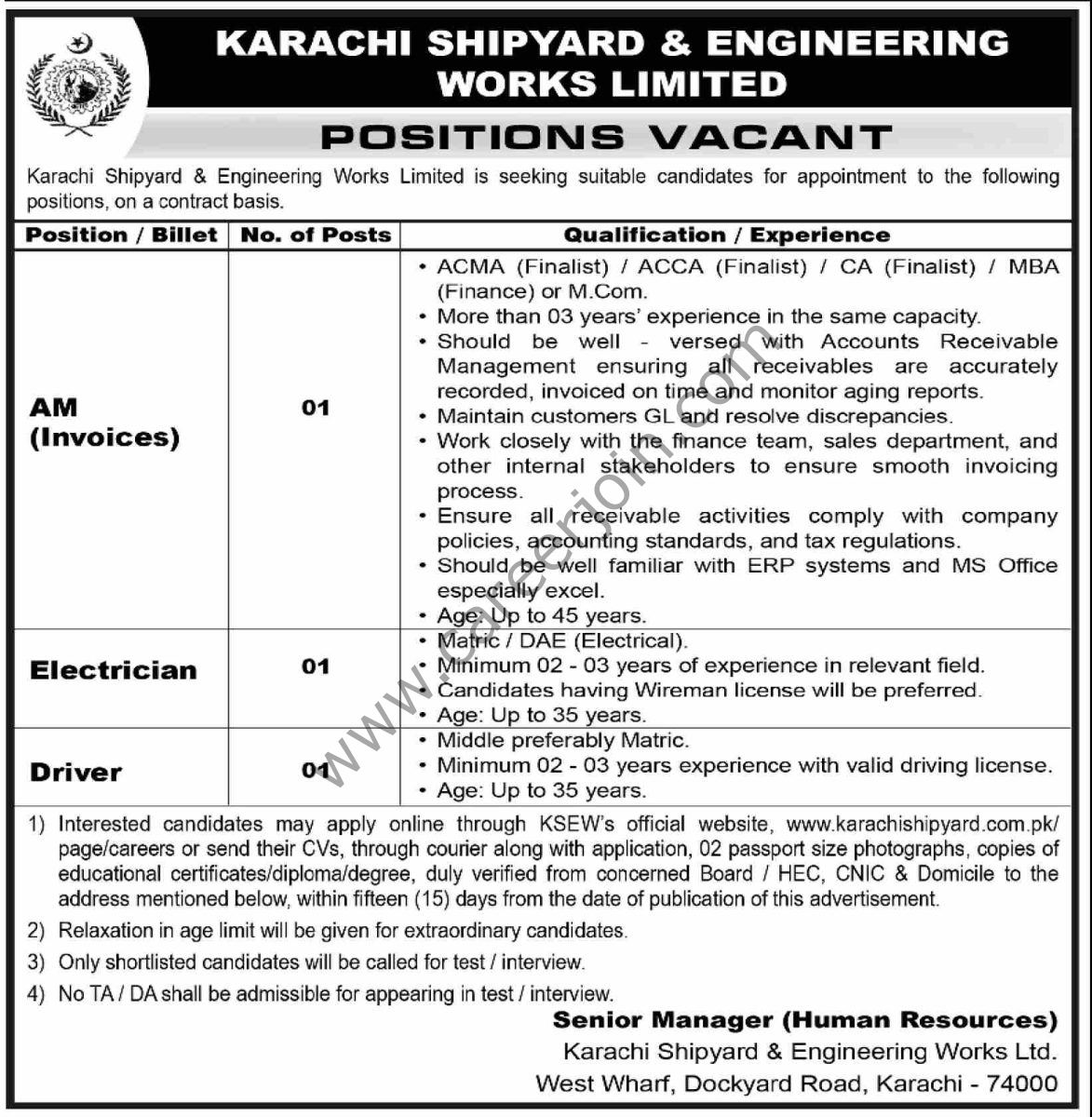 KS & EWL Karachi Shipyard & Engineering Works Ltd Jobs 08 February 2026 Dawn 1