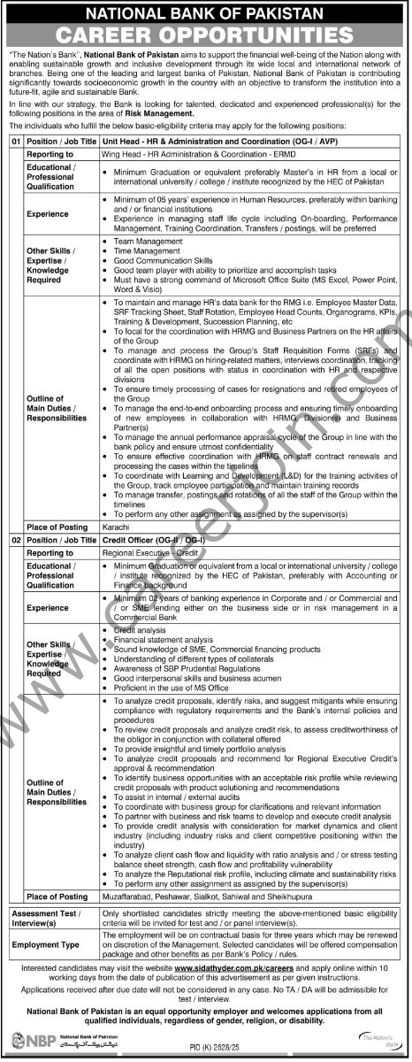 National Bank of Pakistan NBP Jobs 01 February 2026 Express Tribune 1