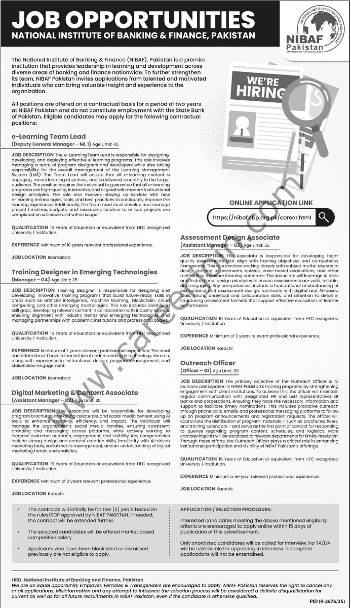 National Institute of Banking & Finance NIBF Jobs 05 Februray 2026 Express Tribune 1