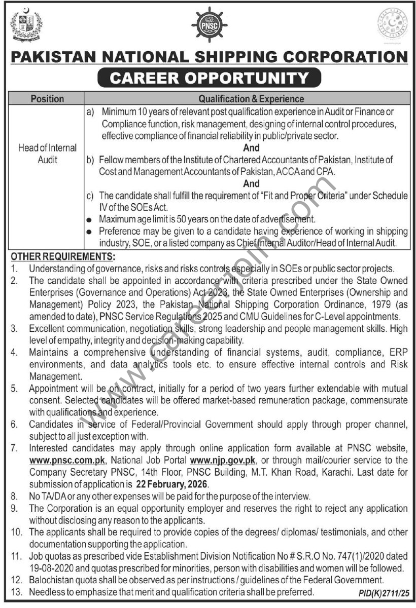 Pakistan National Shipping Corp PNSC Jobs 08 February 2026 Express Tribune 1