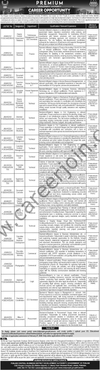 Punjab Central Business District Development Authority PCBDDA Jobs 12 February 2026 Express Tribune 1