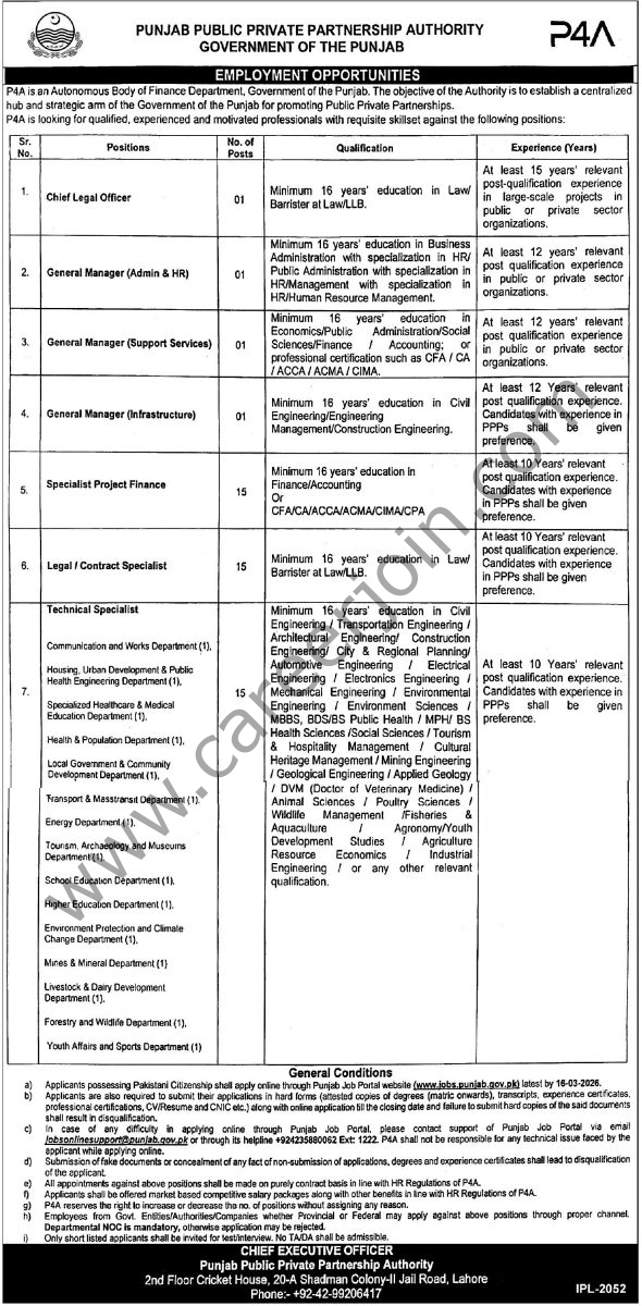 Punjab Public Private Partnership Authority P4A Jobs 26 February 2026 Express Tribune 1