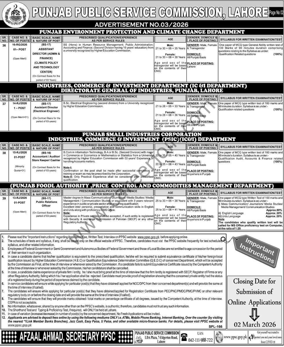 Punjab Public Service Commission PPSC Jobs 14 February 2026 Express Tribune 01 1