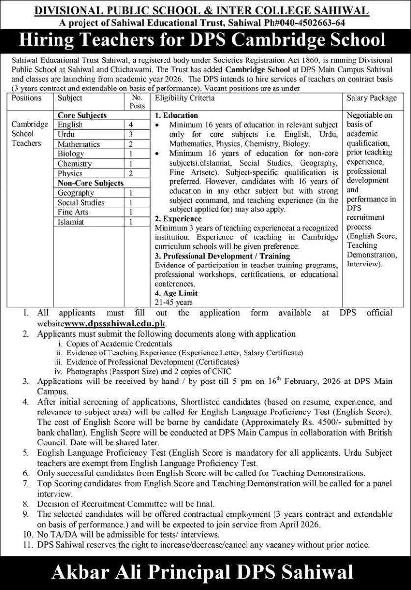 Sahiwal Educational Trust Jobs 03 February 2026 Express 1