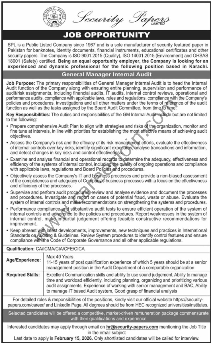 Security Papers Ltd Jobs 08 February 2026 Dawn 1