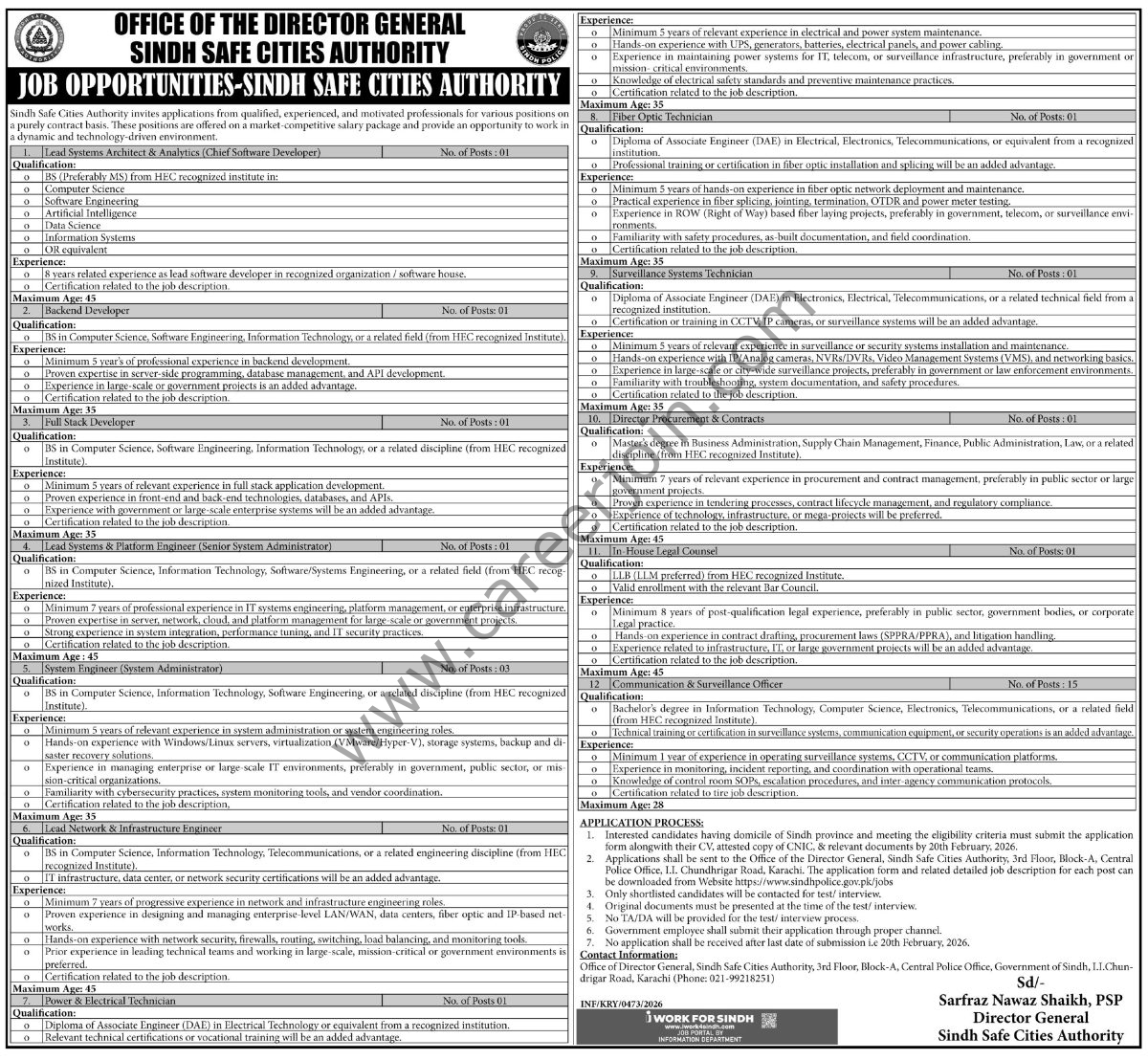 Sindh Safe Cities Authority SSCA Jobs 11 February 2026 Express Tribune 1