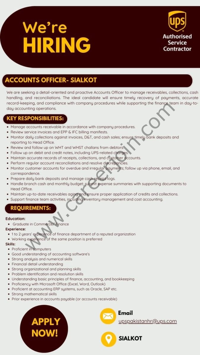 UPS Pakistan Jobs Accounts Officer 1