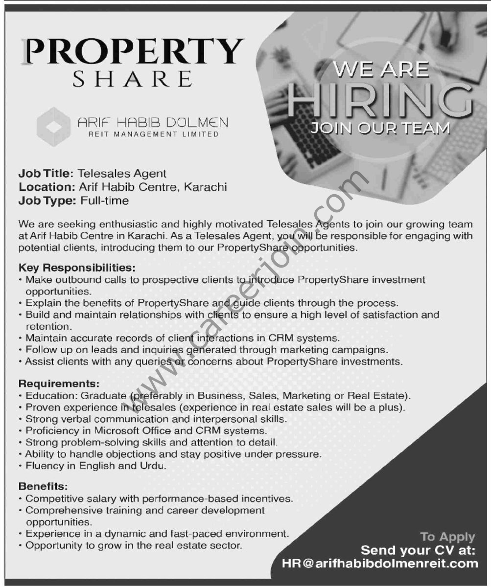Arif Habib Dolmen REIT Management Ltd Jobs 01 March 2026 Dawn 1
