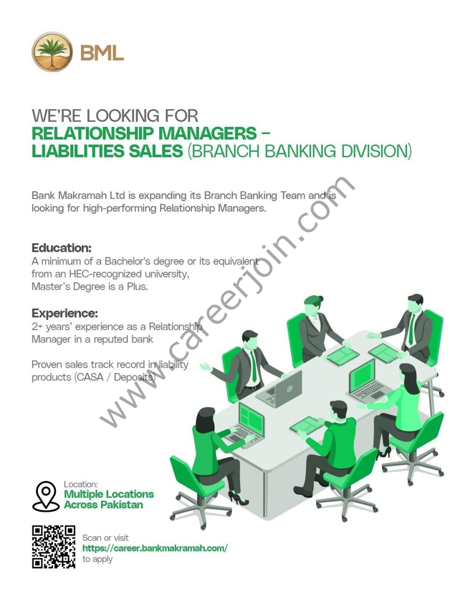 Bank Makramah Limited BML Jobs Relationship Manager Liabilities Sales 1