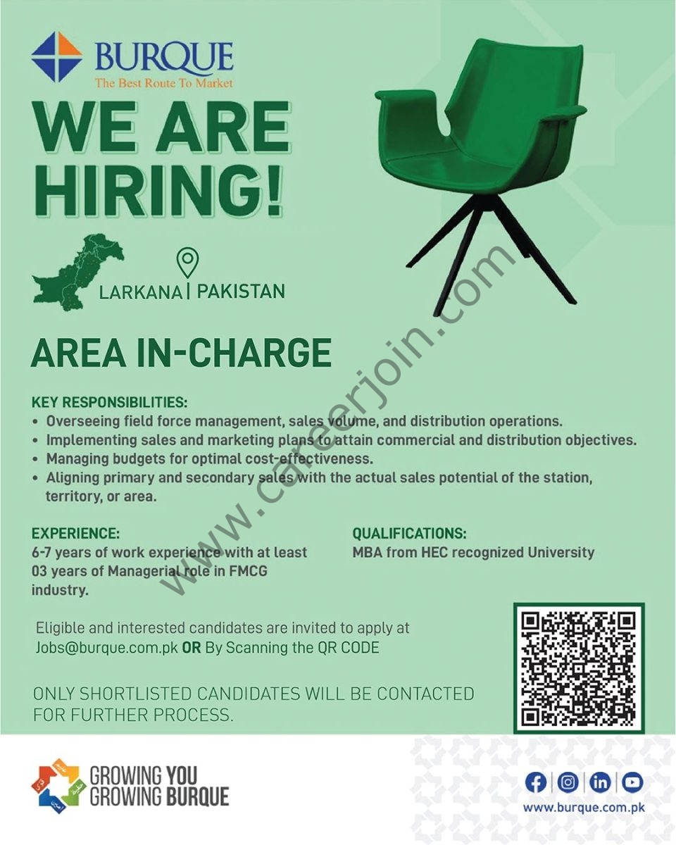 Burque Corporation Limited Jobs Area Incharge 1