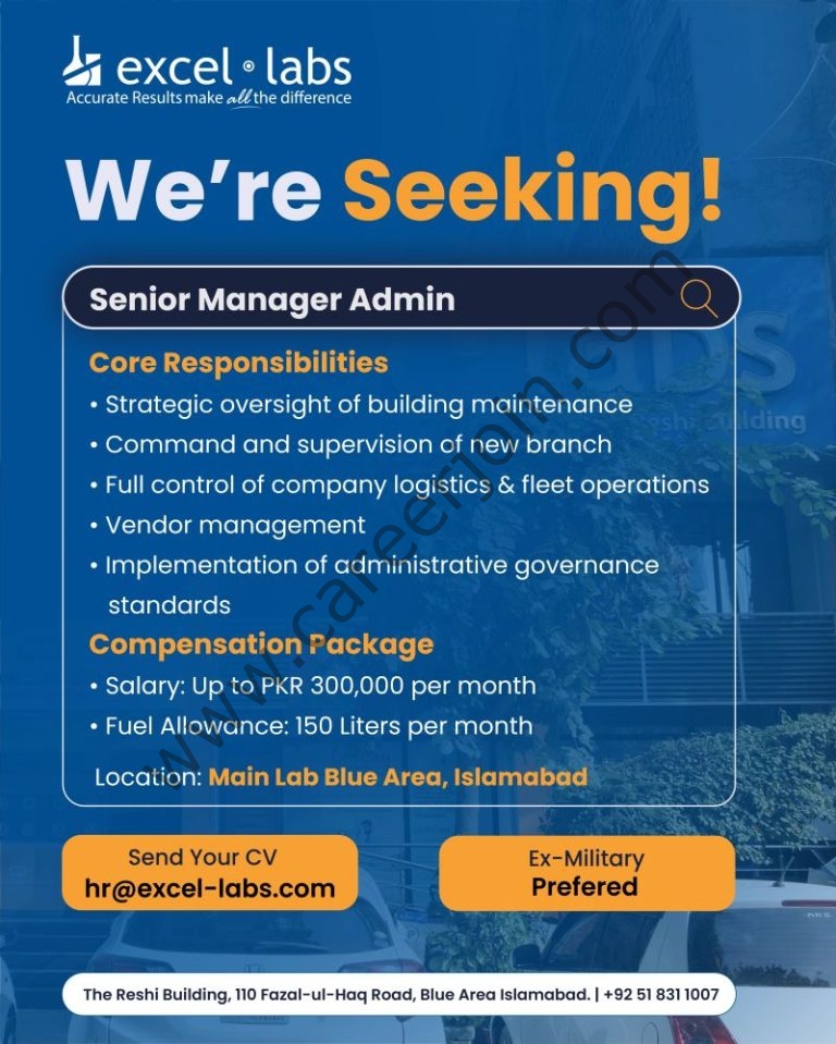 Excel Labs Jobs Senior Manager Administration