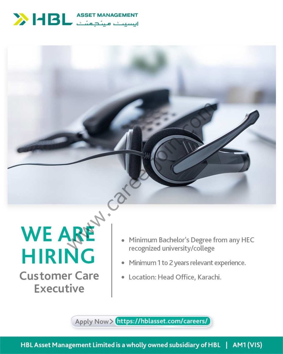 HBL Asset Management Limited Jobs Customer Care Executive 1