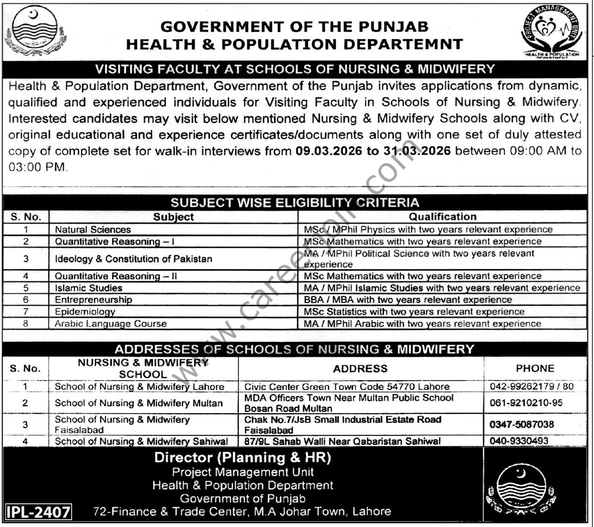 Health & Population Department Govt of Punjab Jobs 08 March 2026 Express Tribune 1