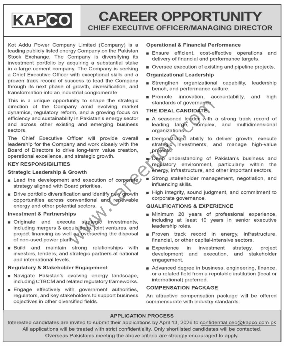 KAPCO Jobs 29 March 2026 Dawn 1