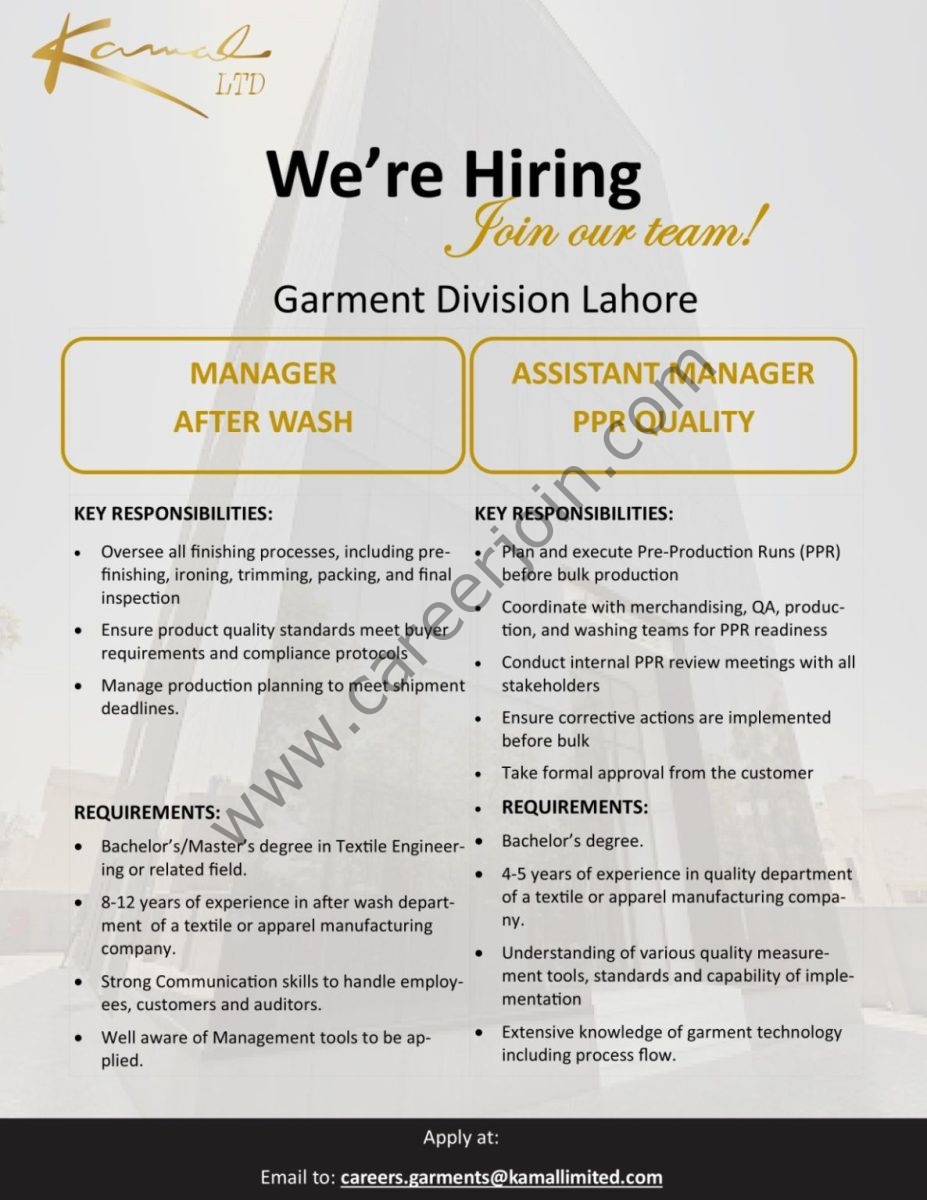Kamal Limited Jobs April 2026 1