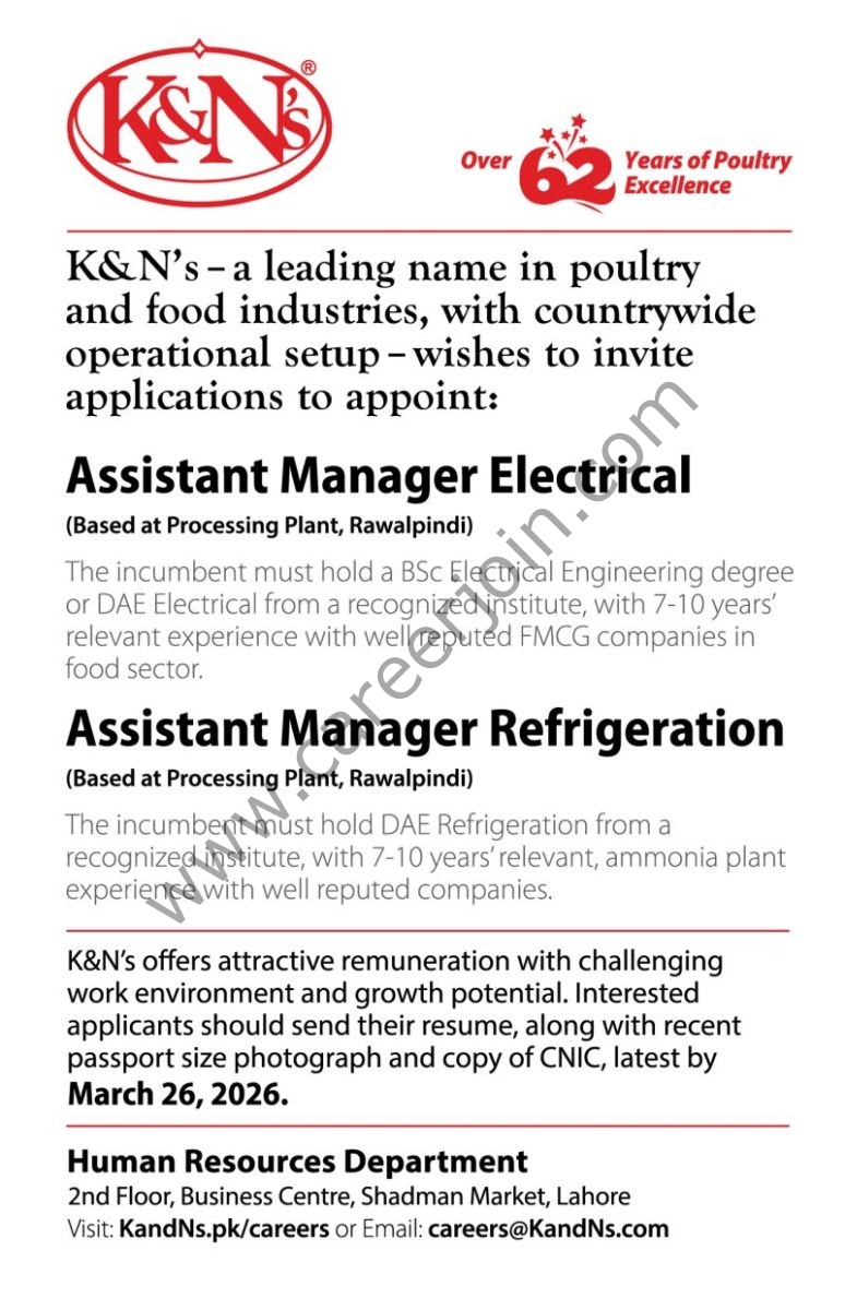 K&N's Pakistan Jobs March 2026 1