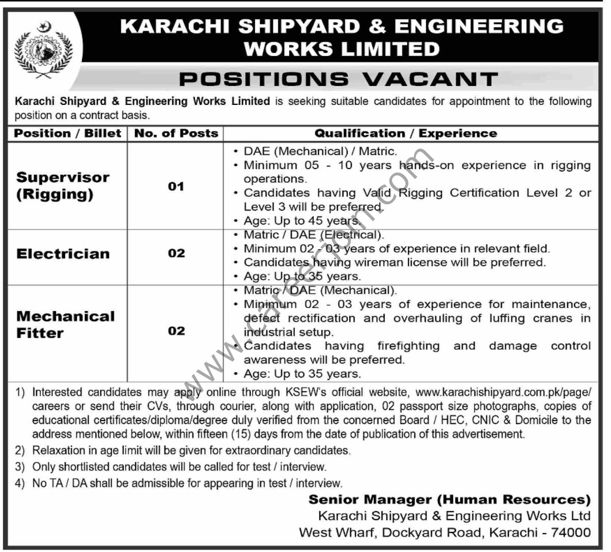 Karachi Shipyard & Engineering Works Ltd Jobs 08 March 2026 Dawn 2