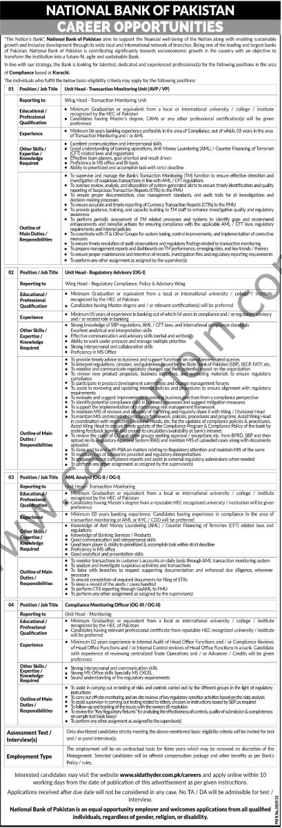 National Bank of Pakistan NBP Jobs 15 March 2026 Express 1