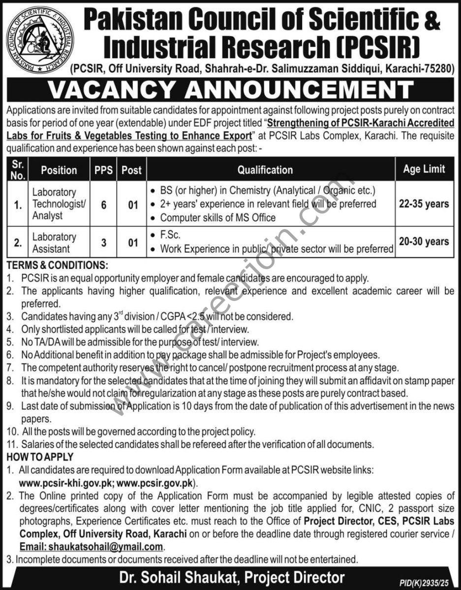 Pakistan Council of Scientific & Industrial Research PCSIR Jobs 08 March 2026 Express 1