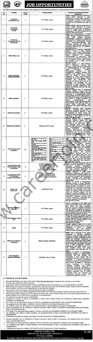 Provicial TB Control Program Punjab Jobs 11 March 2026 Express Tribune 1