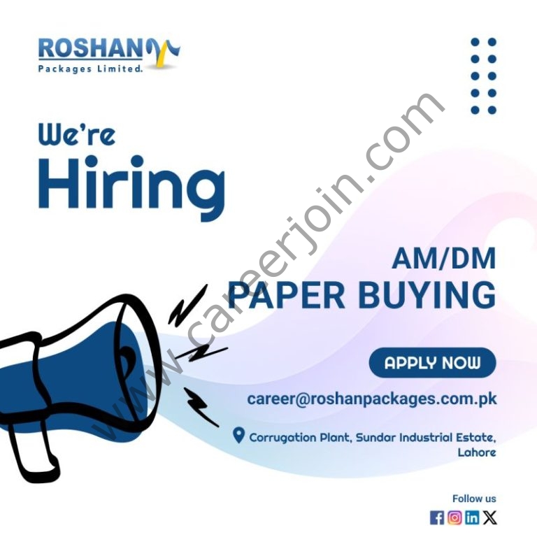 Roshan Packages Pvt Ltd Jobs AM/DM Paper Buying