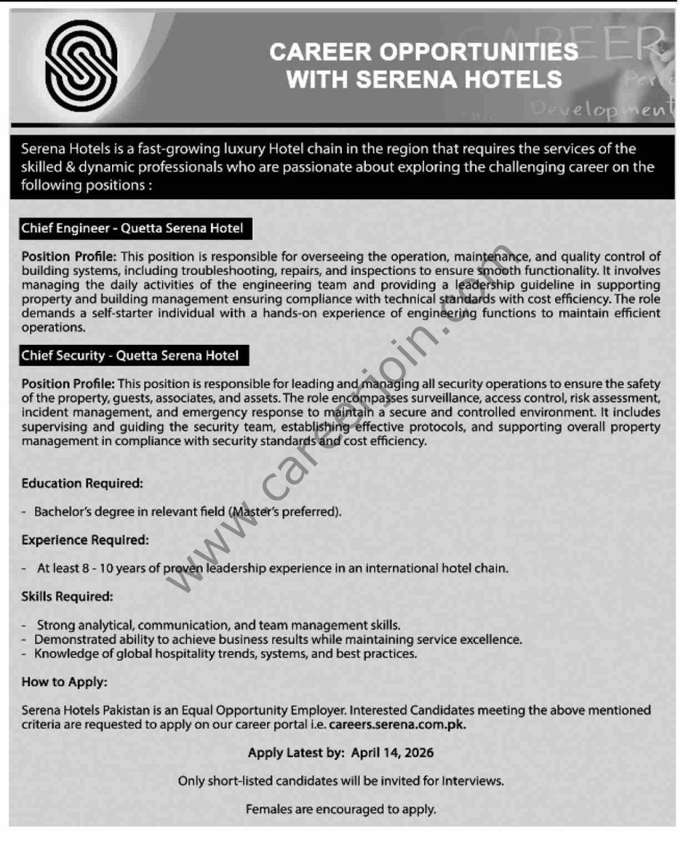 Serena Hotels Jobs 29 March 2026 Dawn 1