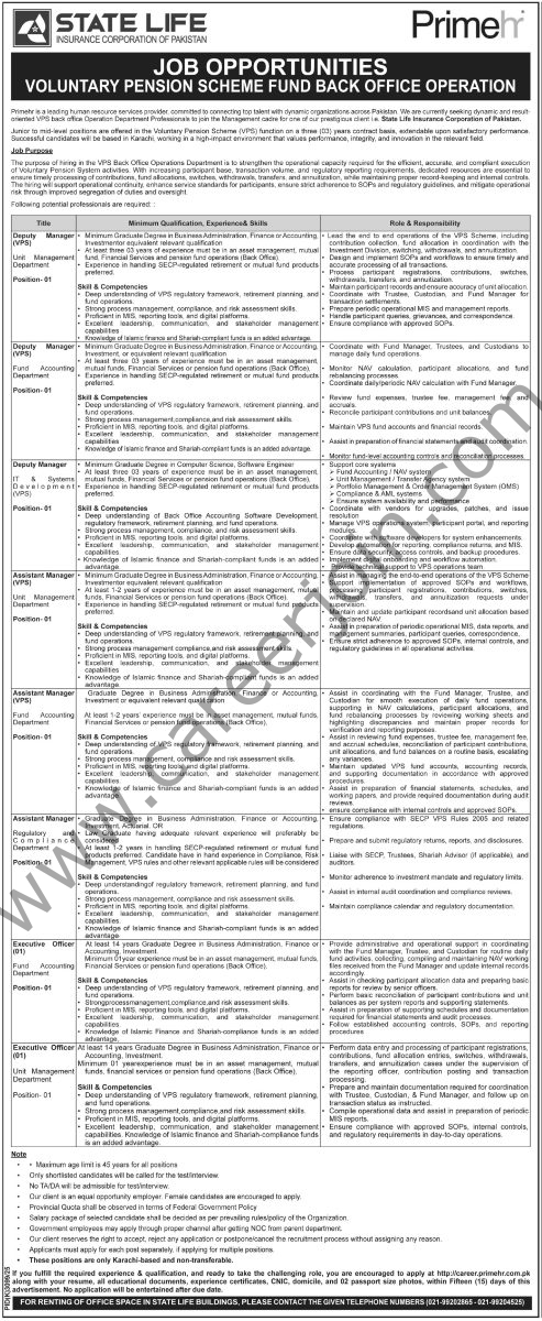 State Life Insurance Corp Jobs 29 March 2026 Express Tribune 1