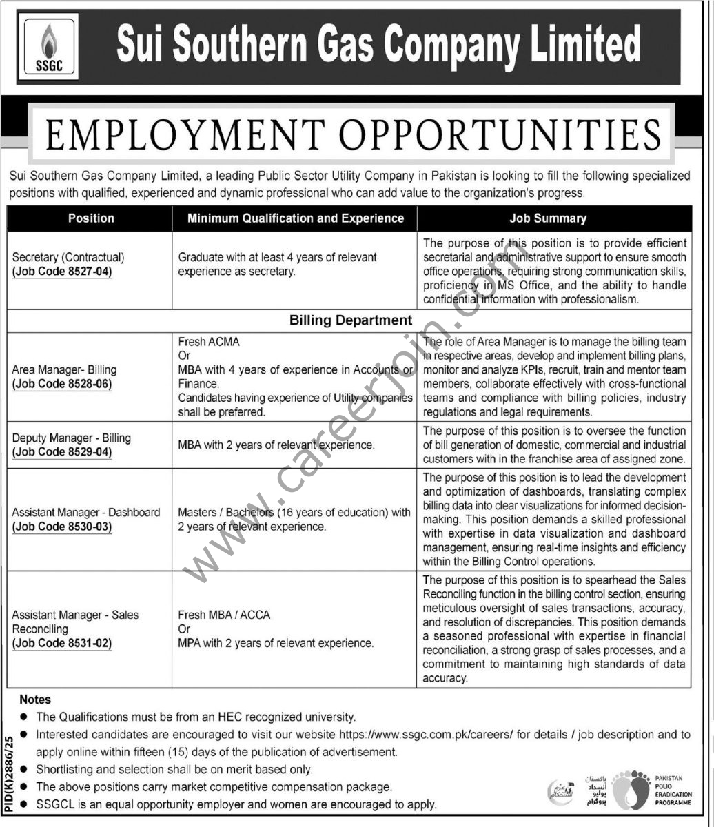 Sui Southern Gas Co Ltd SSGC Jobs 01 March 2026 Express Tribune 1