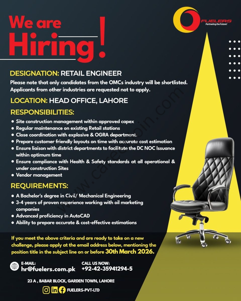 The Fuelers Pvt Ltd Jobs Civil/Mechanical Engineer 1