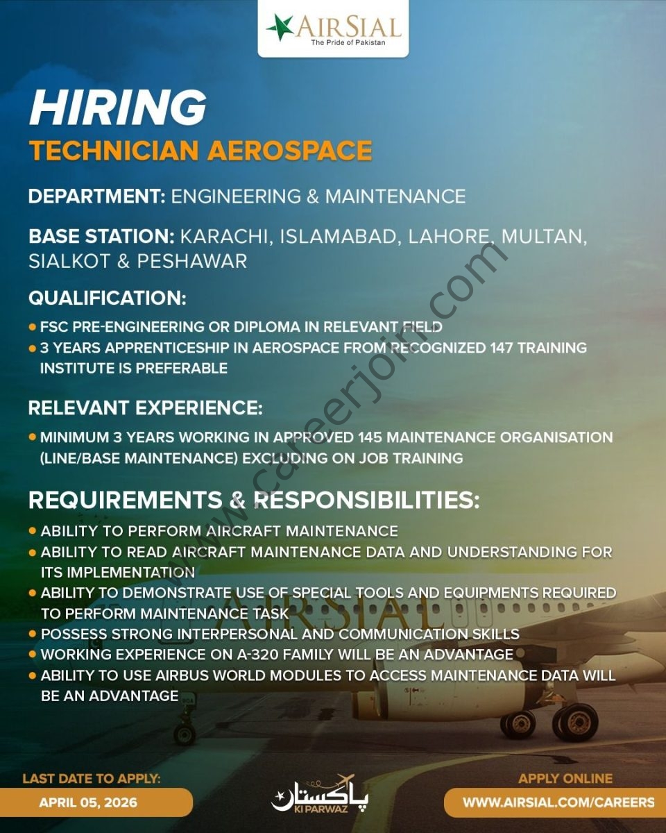 AirSial Limited Jobs Technician Aerospace 1