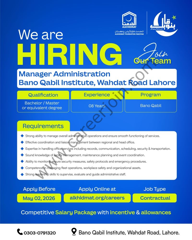 Alkhidmat Foundation Pakistan Jobs Manager Administration 1
