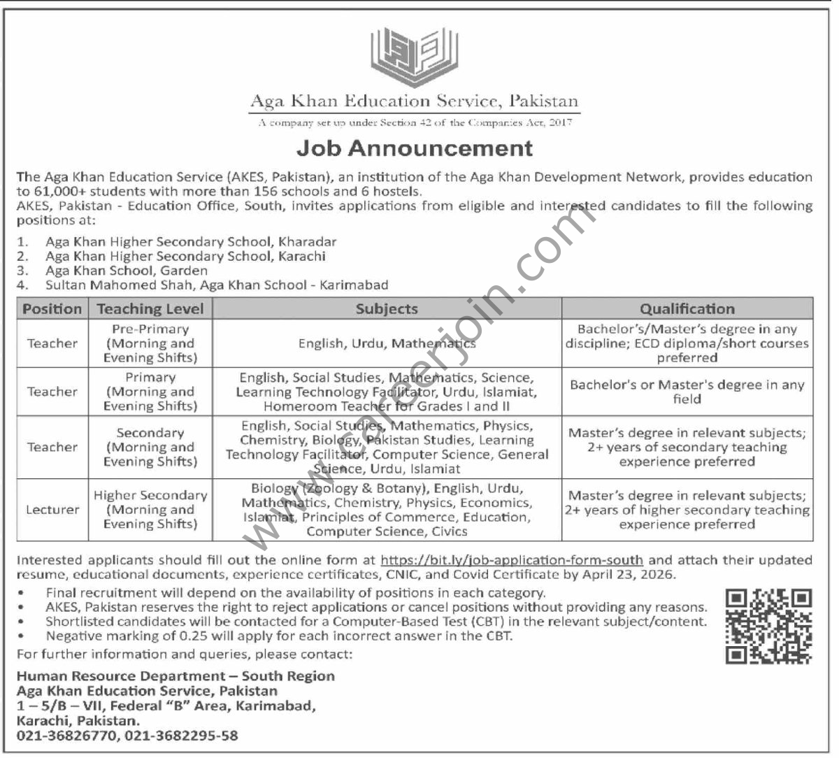 Aga Khan Education Service AKES Jobs 12 April 2026 Dawn 1