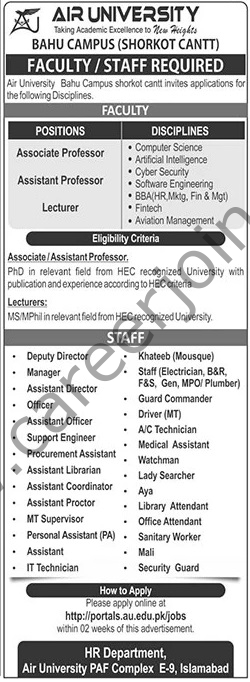 Air University Bahu Jobs 19 April 2026 The News 1