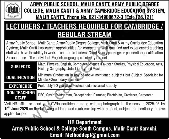 Army Public Degree College Jobs 22 April 2026 Express 1
