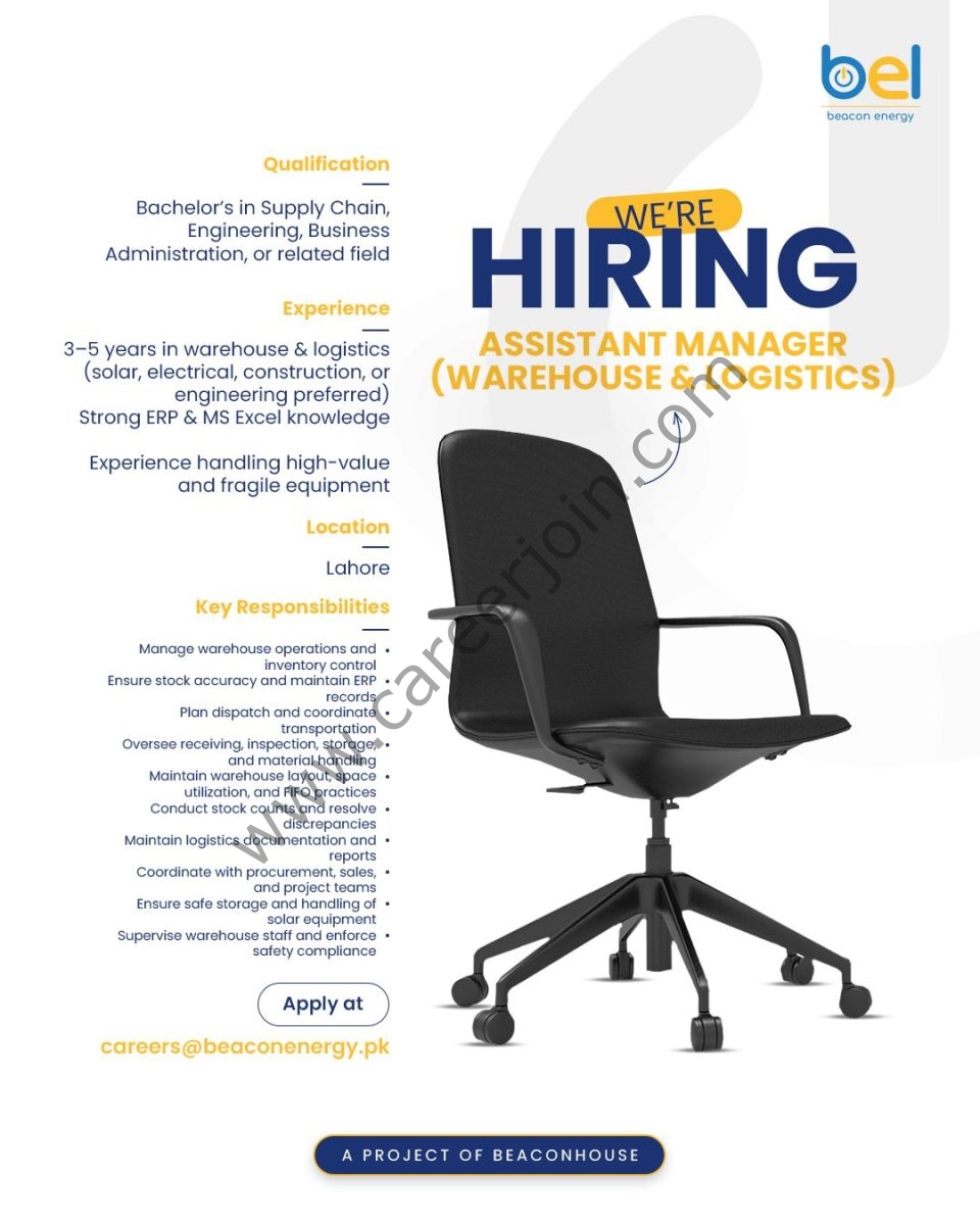 Beacon Energy Limited BEL Jobs Assistant Manager Warehouse & Logistics  1