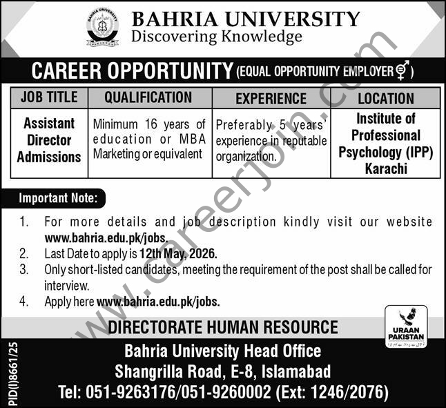 Bahria University Jobs 26 April 2026 Express 1