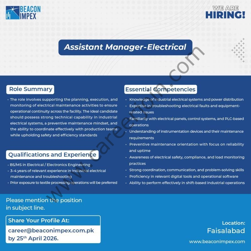 Beacon Impex Pvt Ltd Jobs Assistant Manager Electrical 1