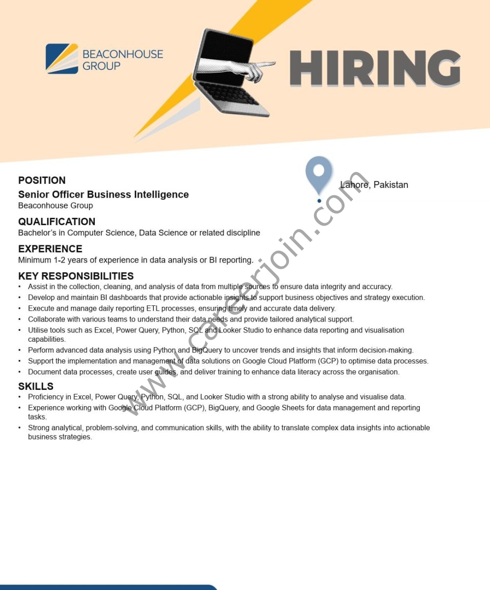Beaconhouse Group Jobs Senior Officer Business Intelligence 1