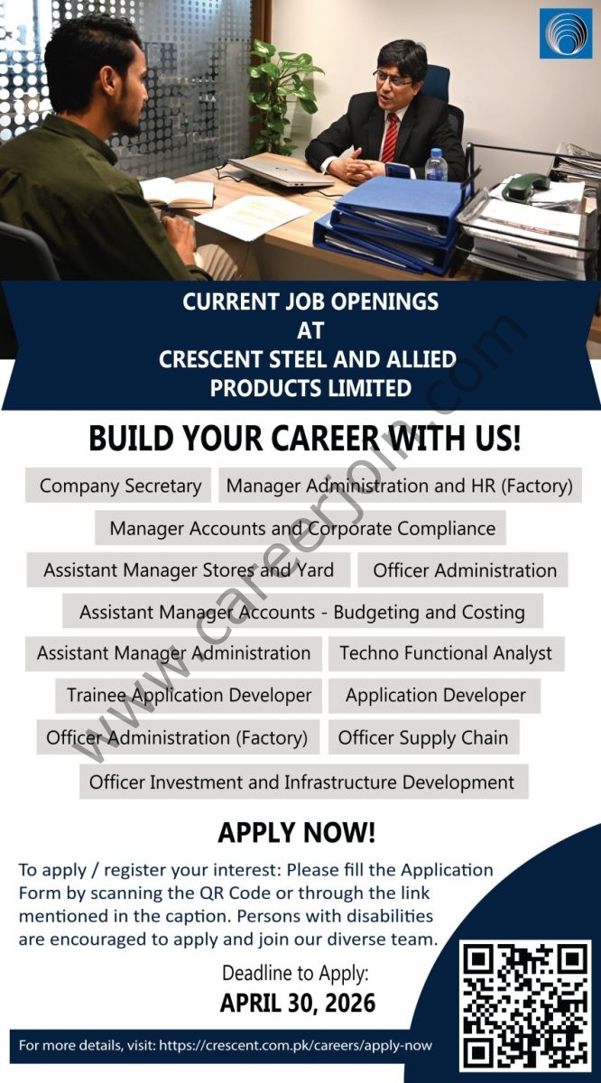 Crescent Steel & Allied Products Limited Jobs April 2026 3