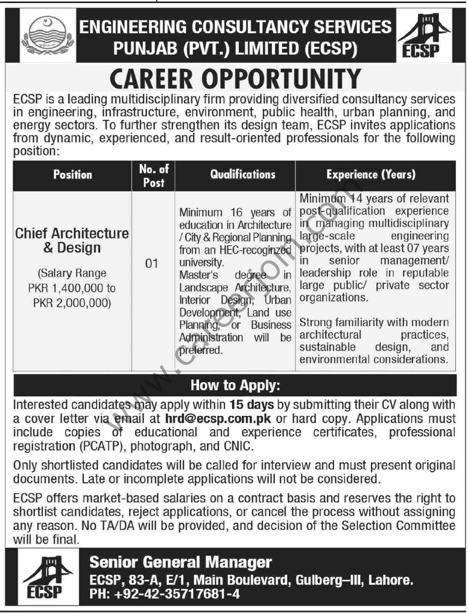 Engineering Consultancy Services Punjab Pvt Ltd Jobs 19 April 2026 Dawn 1